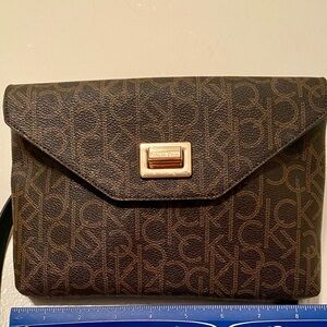 Calvin Klein Black and Brown Monogram Belt Bag